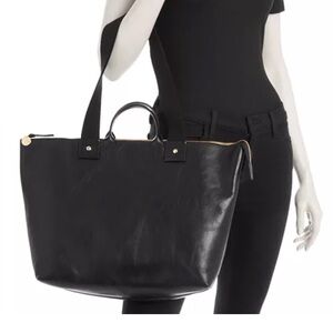 Clare V Le Zip Sac Black Leather